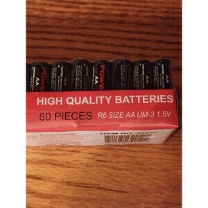New Sealed Power Pack AA High Quality Batteries- 60 Ct